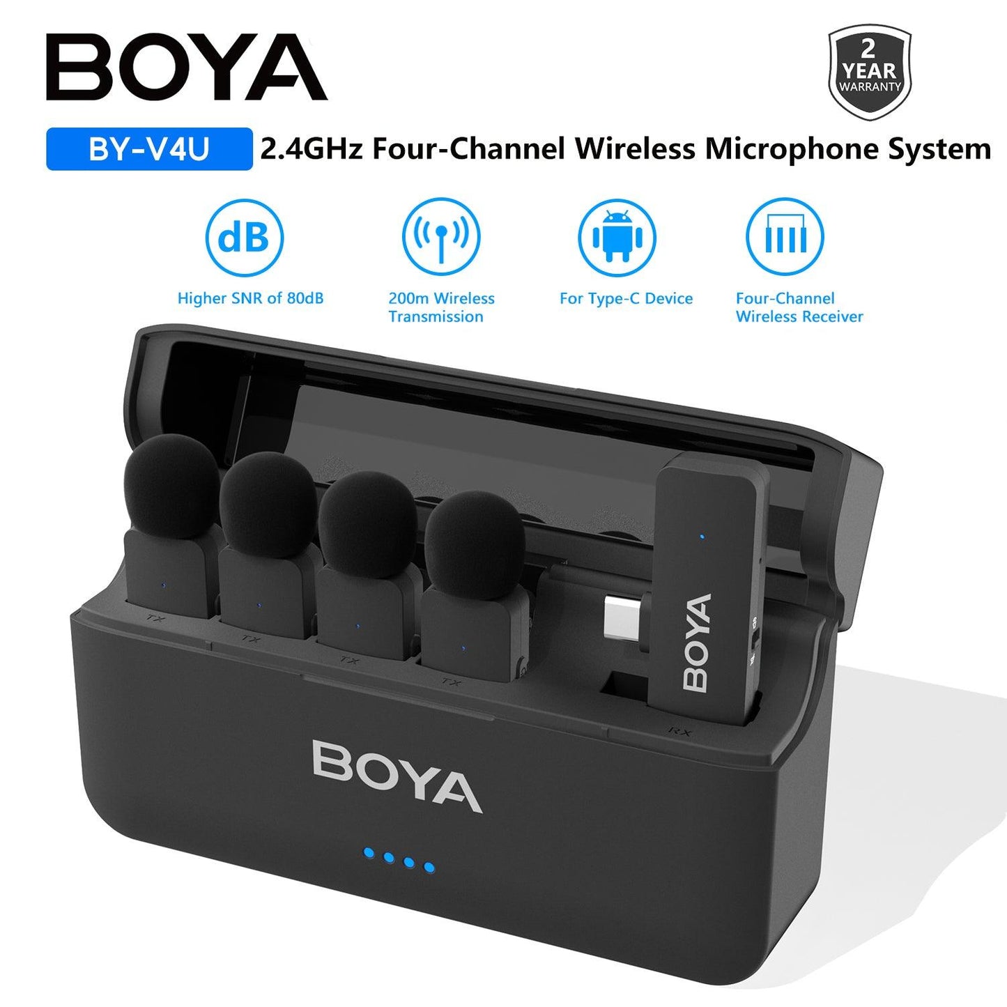 boya by-v4u 4-channel wireless mic