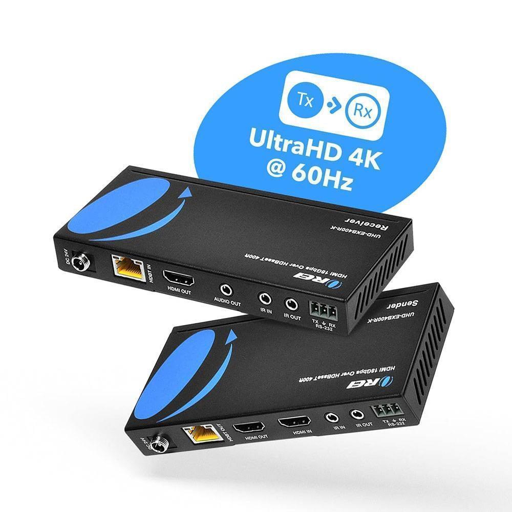 OREI UHD-EXB400R-K: 4K HDMI EXTENDER WITH HDBASET OVER CAT 6/7 UP TO 400 FEET WITH IR CONTROL AND LOOP OUT - DECIBEL