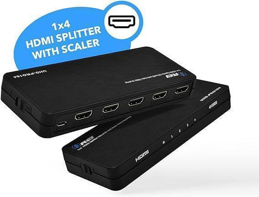 OREI 4K HDMI Splitter 1 in 4 out Duplicate / Mirror 4K Screens w/ Down Scaler 4 Ports Upto 4K@60Hz 1080p & 3D Supports EDID Control, UHD-PRO104 - DECIBEL