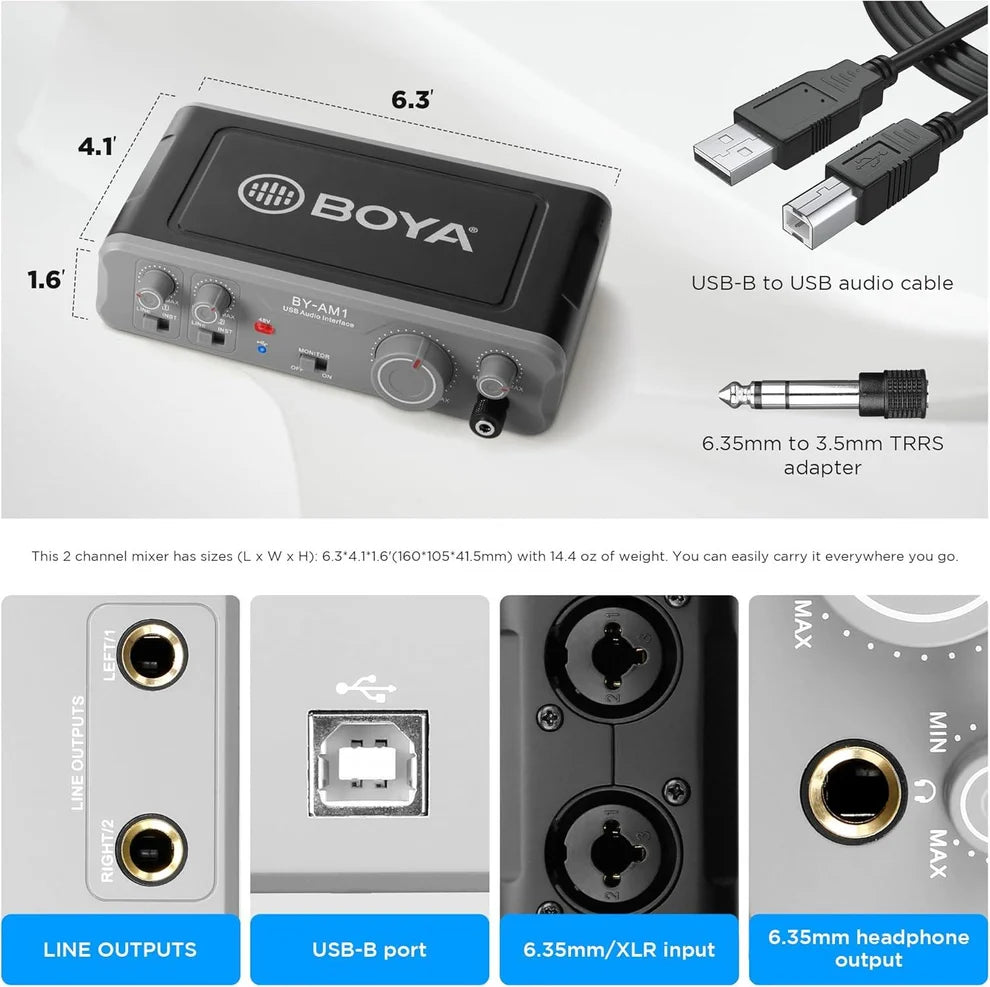 BOYA BY-AM1 Dual-Channel Audio Mixer