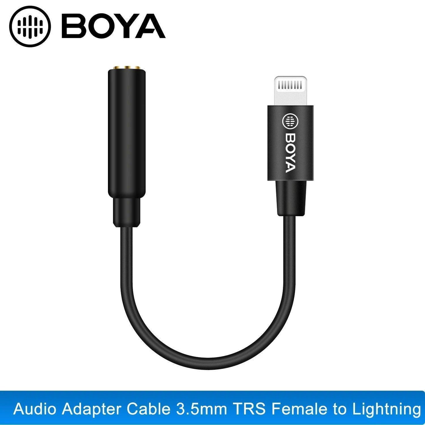 BOYA by-k8 Female 3.5mm TRS Microphone Adapter Cable to Lightning Connector Dongle