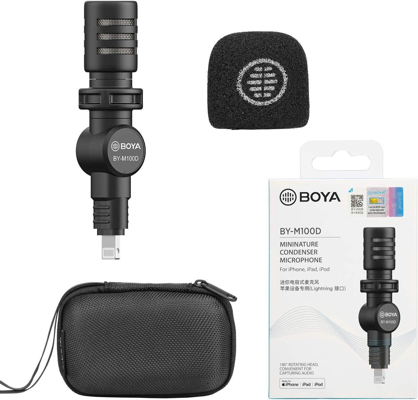 BOYA BY-M100D iPhone Microphone Mini Plug&Play Phone Microphone for iPhone 14/14 Pro/13/iPad/IOS with Lightning Port for YouTube/Vlog/Interview - DECIBEL