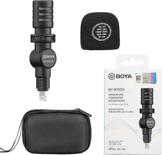 BOYA BY-M100D iPhone Microphone Mini Plug&Play Phone Microphone for iPhone 14/14 Pro/13/iPad/IOS with Lightning Port for YouTube/Vlog/Interview - DECIBEL