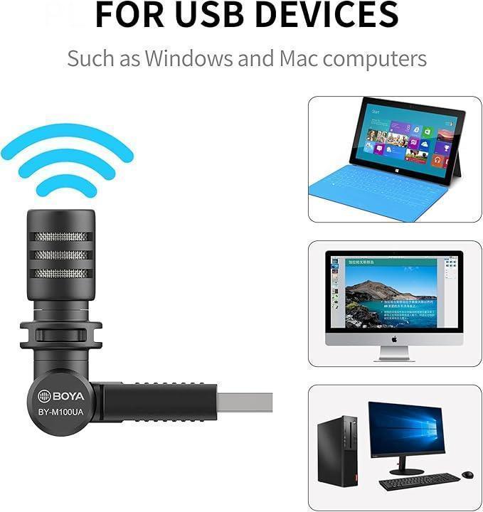 BOYA USB-A Microphone Record, BY-M100UA Mini Shotgun Microphone Plug & Play for USB-A Devices Samsung/Huawei Windows, PC Computer, Tablets, MAC in Podcast Liverstream Tiktok YouTube Video - DECIBEL