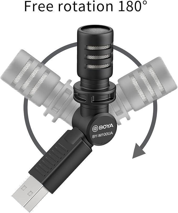 BOYA USB-A Microphone Record, BY-M100UA Mini Shotgun Microphone Plug & Play for USB-A Devices Samsung/Huawei Windows, PC Computer, Tablets, MAC in Podcast Liverstream Tiktok YouTube Video - DECIBEL