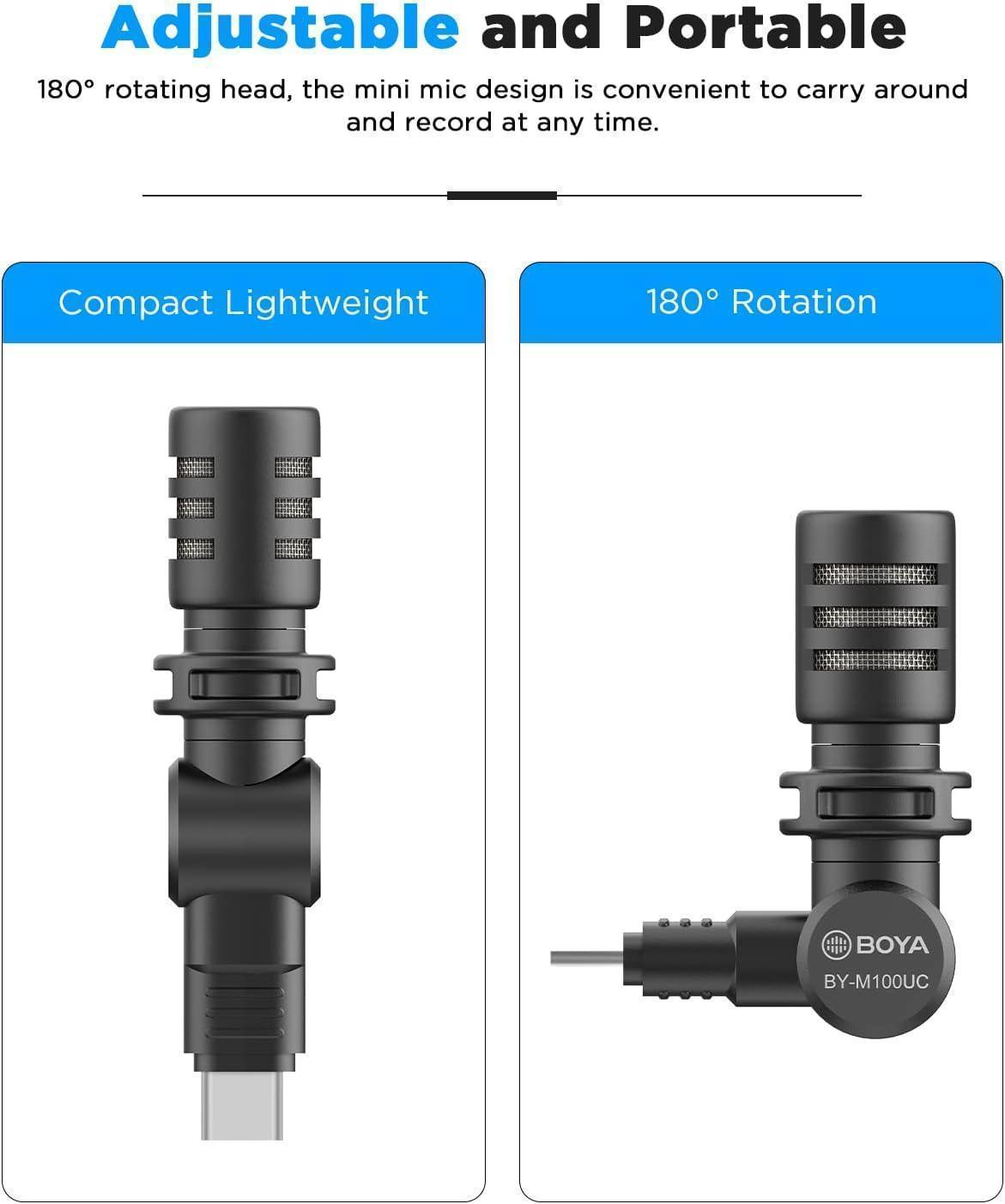 BOYA BY-M100UC Mini USB C Microphone Plug&Play Lapel Mic with Type-C Connector for Android Smartphone Latop OSM Action2/3 YouTube/Vlog/Interview - DECIBEL