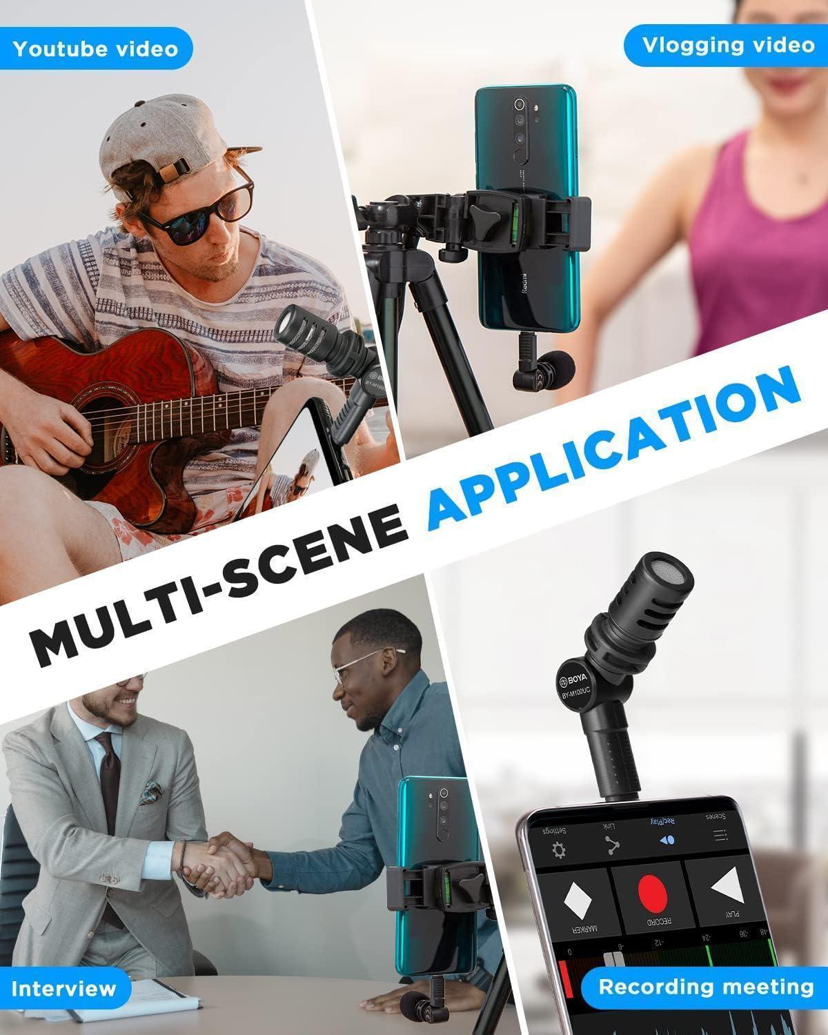 BOYA BY-M100UC Mini USB C Microphone Plug&Play Lapel Mic with Type-C Connector for Android Smartphone Latop OSM Action2/3 YouTube/Vlog/Interview - DECIBEL