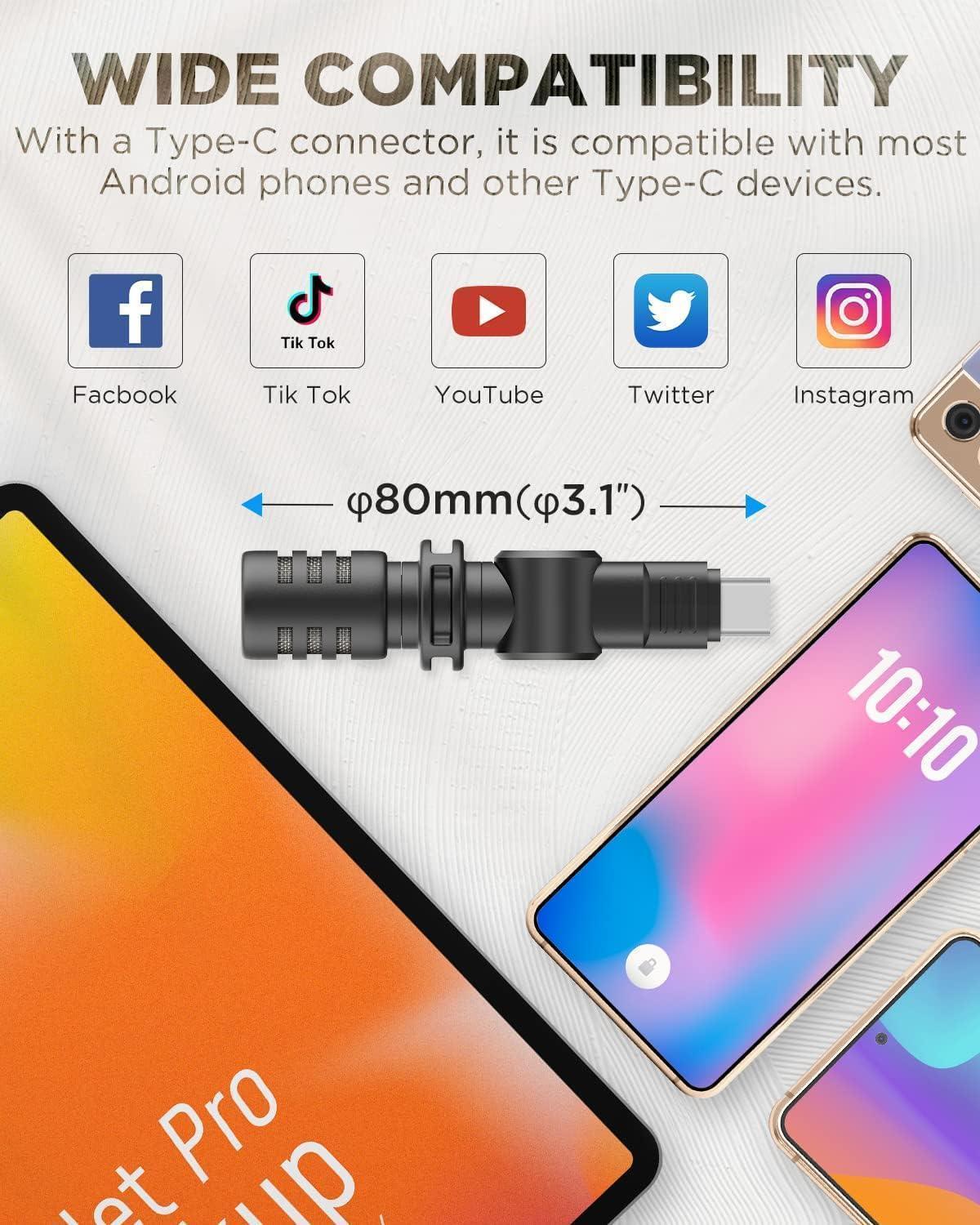 BOYA BY-M100UC Mini USB C Microphone Plug&Play Lapel Mic with Type-C Connector for Android Smartphone Latop OSM Action2/3 YouTube/Vlog/Interview - DECIBEL