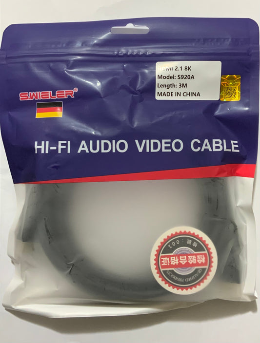 S.WIELER S920A HDMI 2.1 Cable – 8K Ultra HD, High-Speed & Durable Design