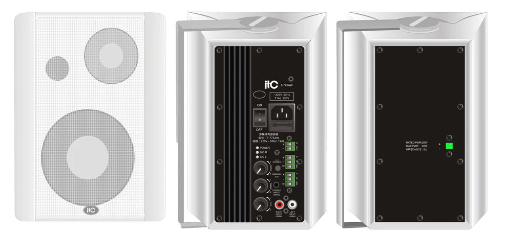 ITC T-775A/T-776A (Black) T-775AW/T-776AW (White) Active Wall Mount Speaker