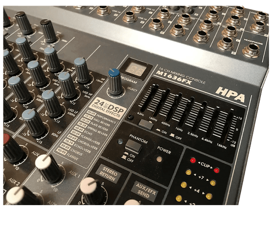 HPA M1636FX/M2436FX Professional Stereo & Group Compact Mixer - DECIBEL