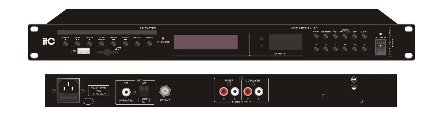 ITC T-2221 CD/MP3 Player with TUNER and Bluetooth (4 Audio Sources in One)