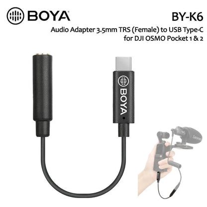 BOYABY-K6 Adapter Cable 3.5mm TRS to USB Type-C for DJI OSMO Pocket