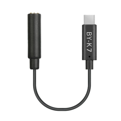 BOYA BY-K7 Female 3.5mm TRS to Male USB Type-C Adapter Cable for DJI Osmo Action Camera