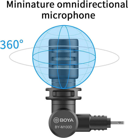 BOYA BY-M100D iPhone Microphone Mini Plug&Play Phone Microphone for iPhone 14/14 Pro/13/iPad/IOS with Lightning Port for YouTube/Vlog/Interview