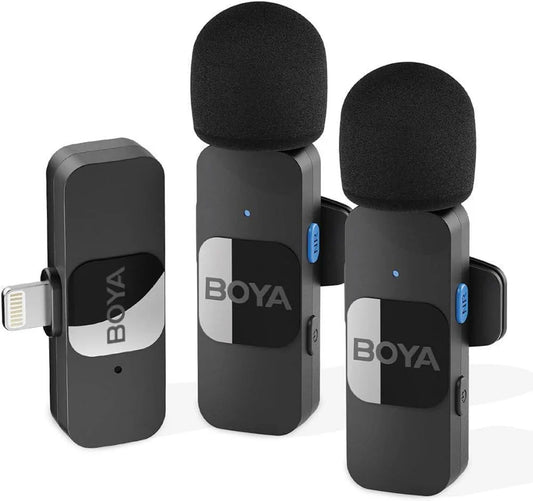 BOYA Ultra-compact 2.4GHz Wireless Microphone (BY-V2) - Perfect for Two-Person Recordings