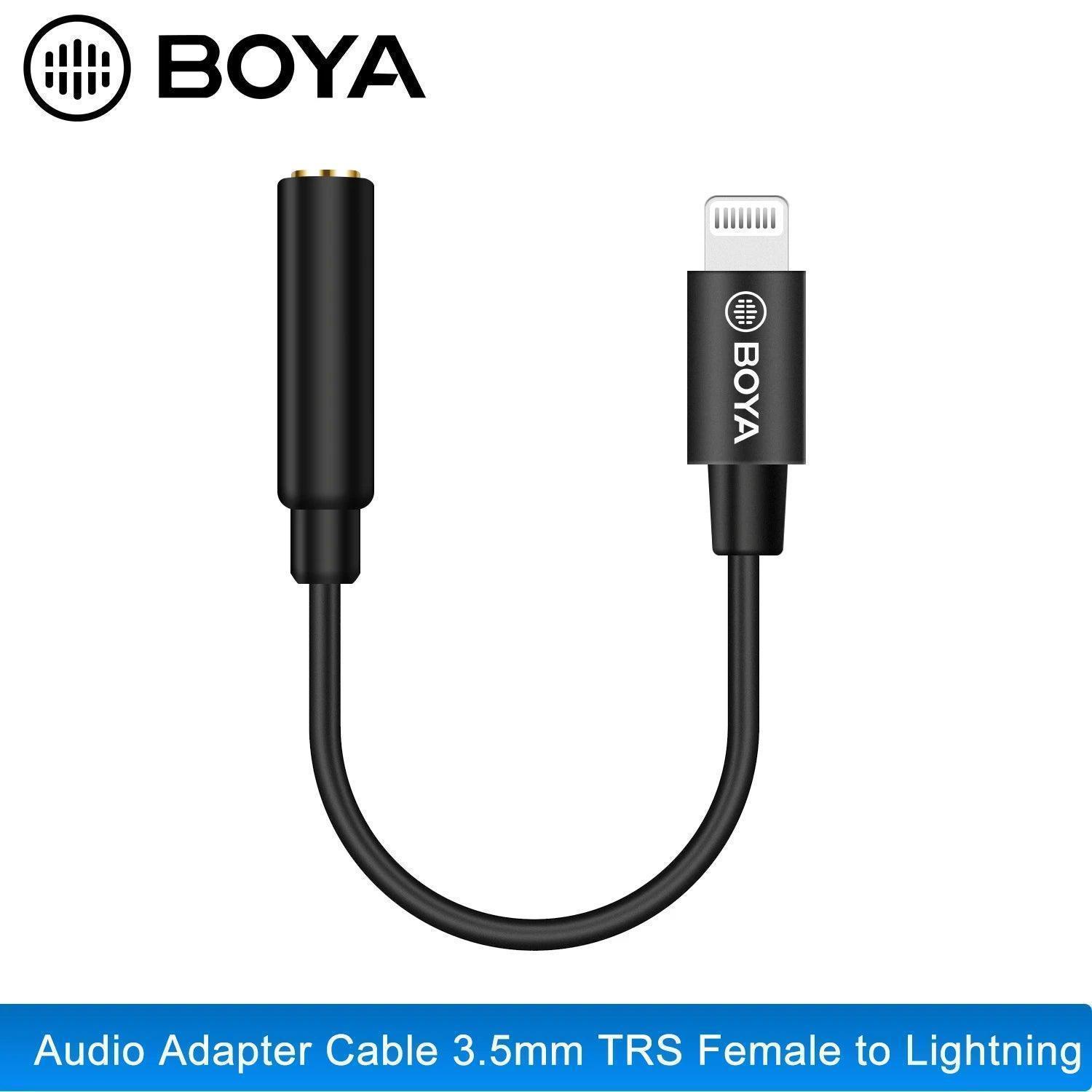 BOYA by-k8 Female 3.5mm TRS Microphone Adapter Cable to Lightning Connector Dongle