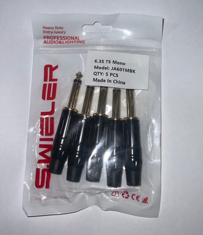 S.Wieler JA601MBK 6.35mm Mono Audio Connector – Black