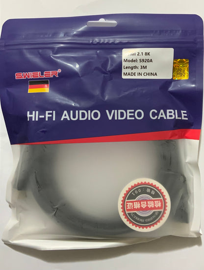 S.WIELER S920A HDMI 2.1 Cable – 8K Ultra HD, High-Speed & Durable Design