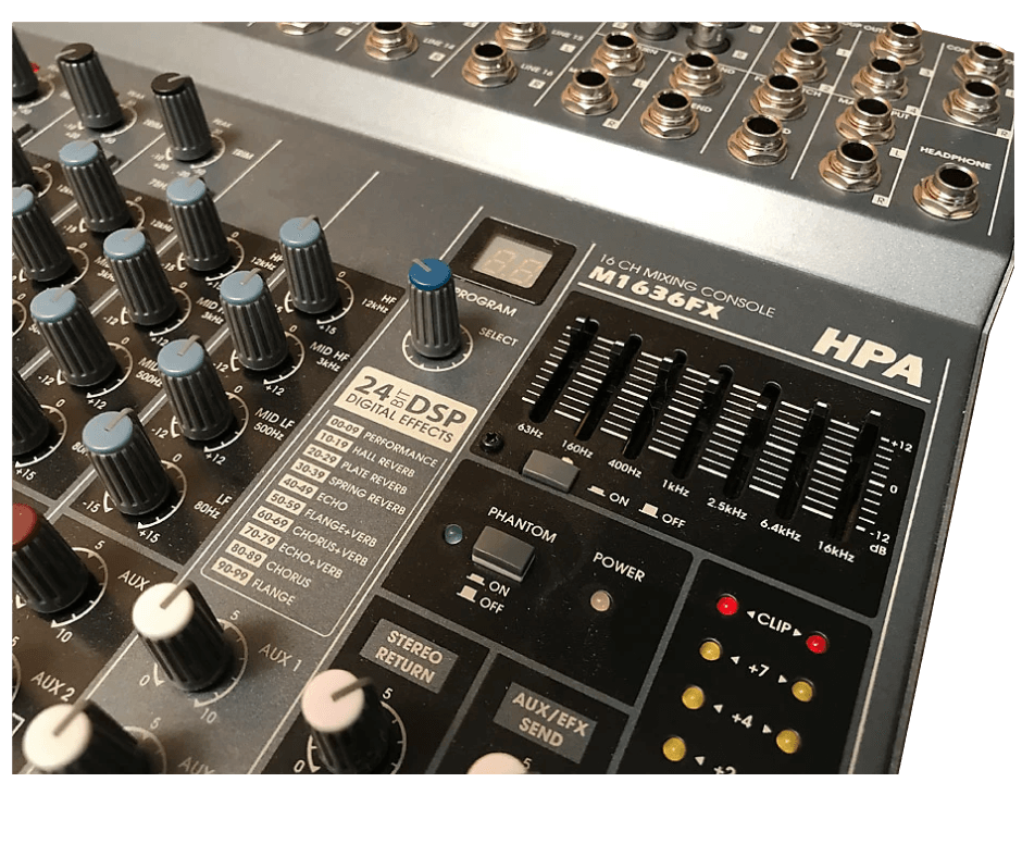 HPA M1636FX/M2436FX Professional Stereo &amp; Group Compact Mixer - DECIBEL