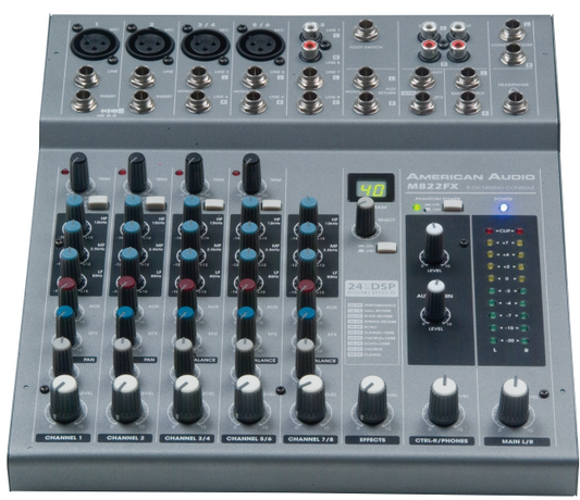 HPA M822FX-USB Audio Mixer – 8-Channel, DSP Effects & USB Recording