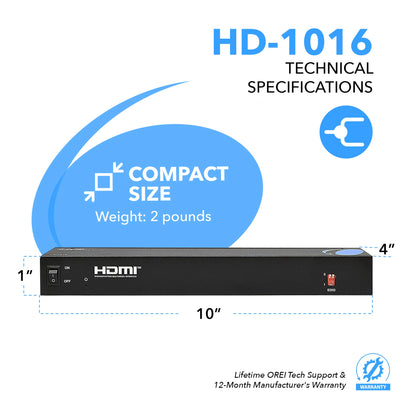 OREI 1080p 1x16 HDMI™ Splitter-HD-1016