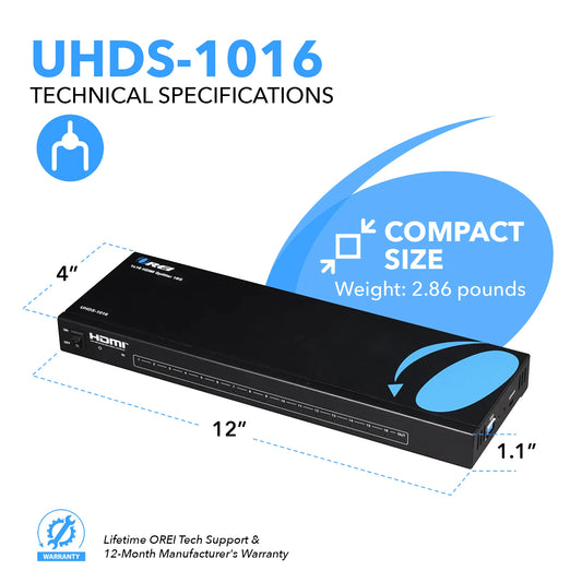 OREI 4K@60Hz 1x16 HDMI™ Splitter-UHDS-1016
