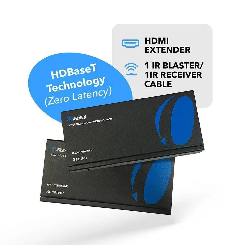 OREI UHD-EXB400R-K: 4K HDMI EXTENDER WITH HDBASET OVER CAT 6/7 UP TO 400 FEET WITH IR CONTROL AND LOOP OUT
