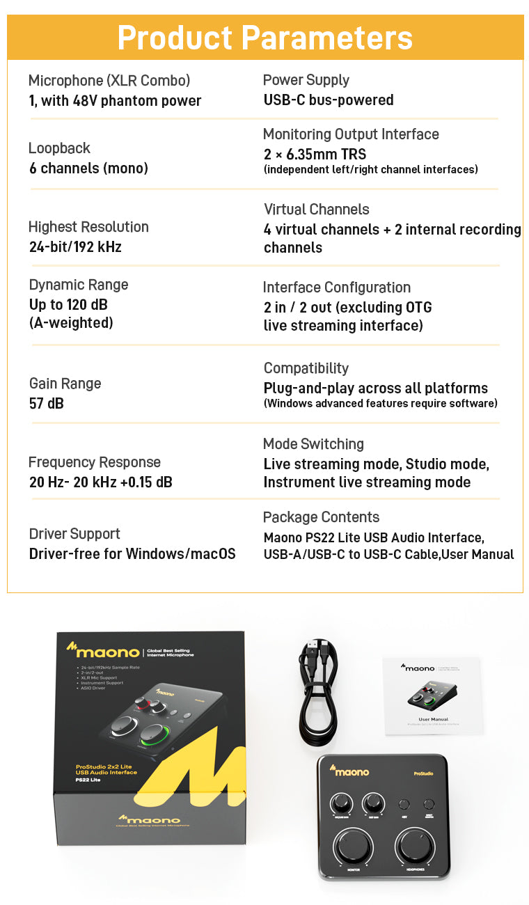Maono PS22 Lite Audio Interface Maono PS22 Lite Audio Interface