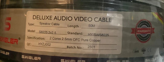 S.WIELER Deluxe Speaker Cable 50M – 2x2.5mm OFC Pure Copper