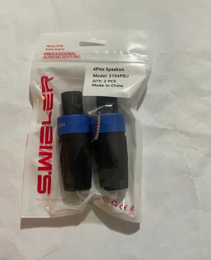 S.WIELER Model S104PBU 4-Pin Speakon Connectors – Heavy Duty Audio Pair