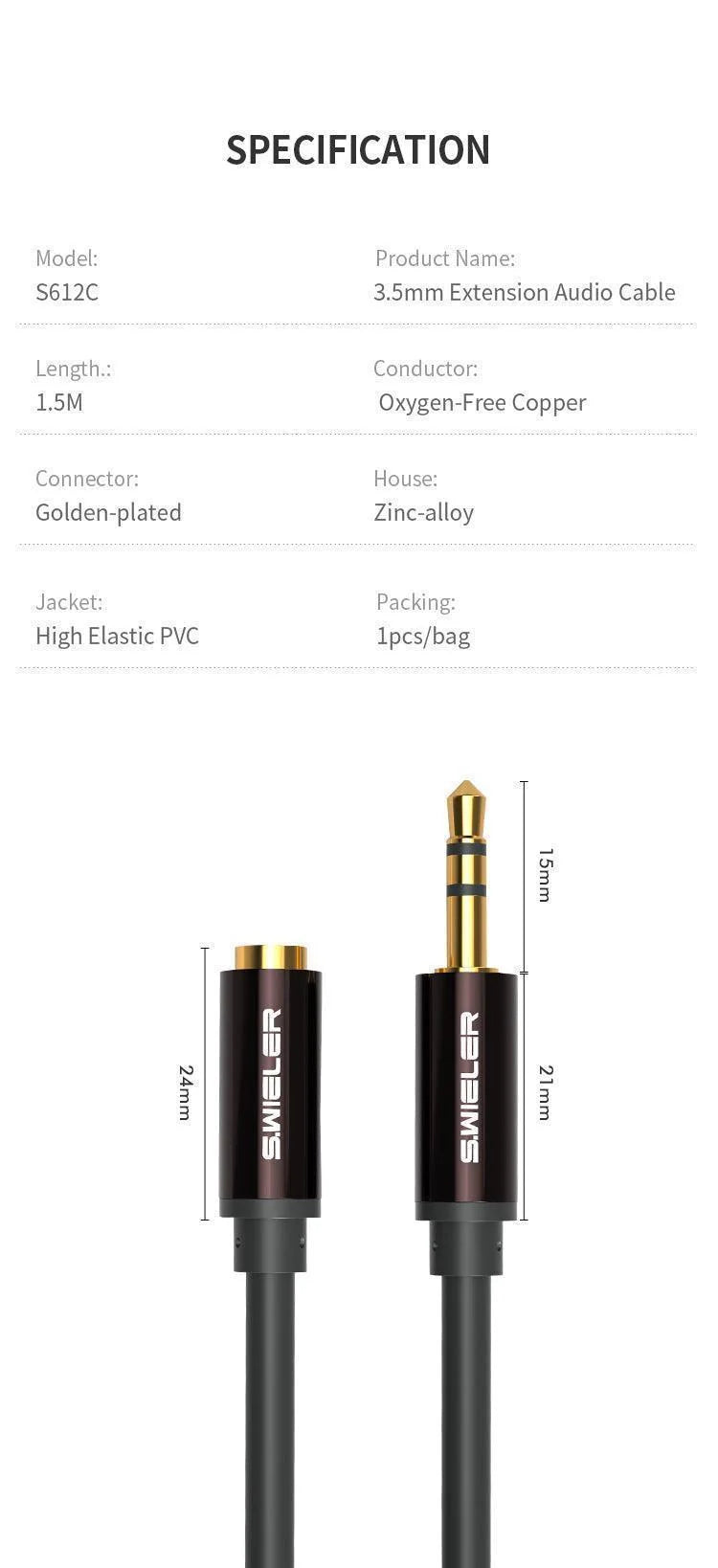 S.WIELER S612C 3.5mm STEREO AUDIO CABLE