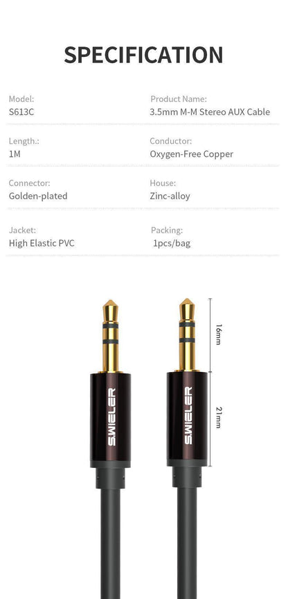 S613C 3.5mm TRS to 3.5mm TRS AUDIO CABLE - DECIBEL