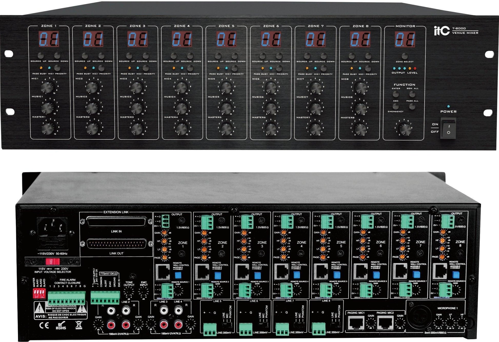 T-8000 8x8 Audio Matrix & Paging Controller – DECIBEL TRADING EST.