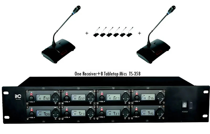 ITC TS-358 Wireless Microphone (1 Receiver + 8 Digital Wireless desktop Conference Microphone)