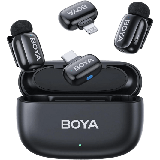 BOYA Mini 12 لـ (Android Type C و I phone IOS) ميكروفون لاسلكي مزدوج مع حافظة شحن