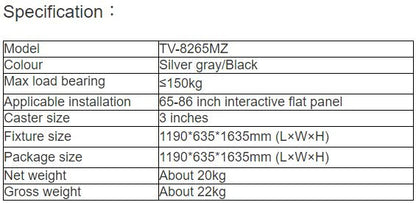 ITC TV-8265MZ Mobile Stand – Adjustable, Portable & Durable